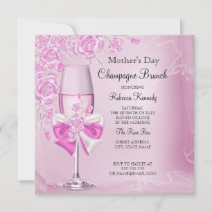 Invitación Bonito del Día de la Madre Rosa Champagne Brunch