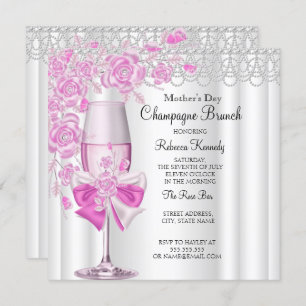 Invitación Bonito del Día de la Madre Rosa de Champagne Brunc