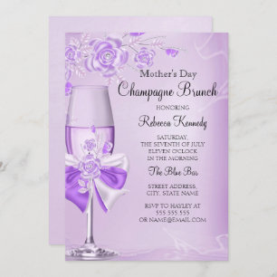 Invitación Bonito del Día de la Madre Rosa Lilac Champagne Br