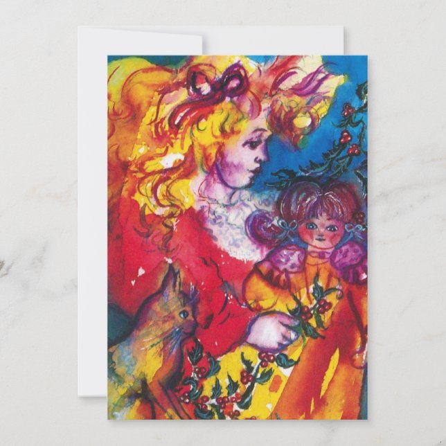 Invitación BONITO DOLL, amarillo azul rojo (Anverso)