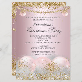 Invitación Bonito Dorado Bauble Friendsmas Navidades Fiesta