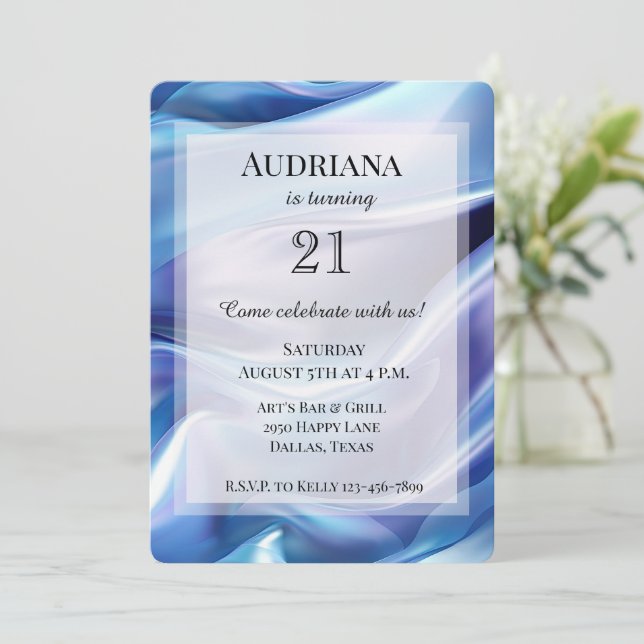 Invitación Bonito Dreamy Blue Purple Birthday (Anverso de pie)