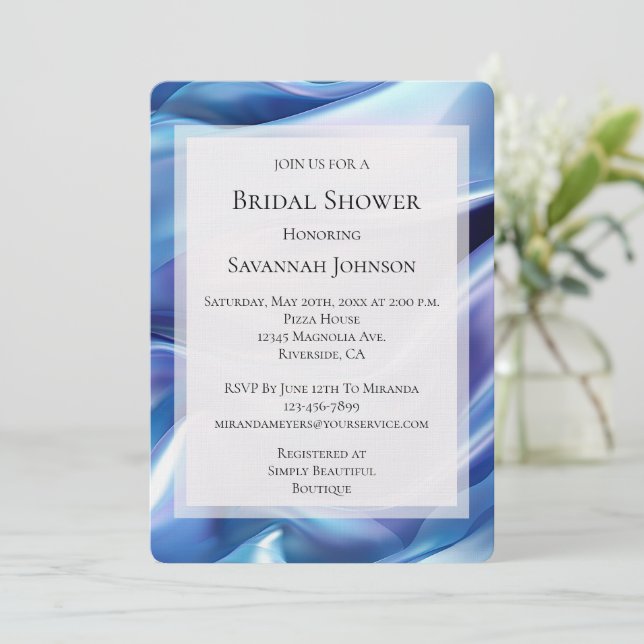 Invitación Bonito Dreamy Blue Purple Bridal Shower (Anverso de pie)