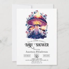 Invitación Bonito Dreamy Mushroom Baby Shower