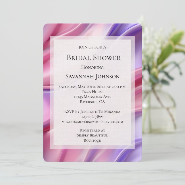 Invitación Bonito Dreamy Pink Morple Bridal Shower (Anverso de pie)