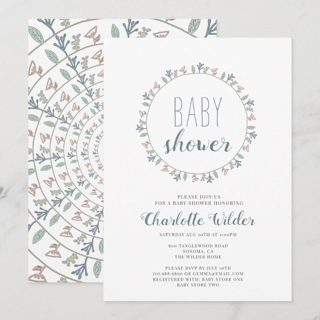 Invitación Bonito Dusty Blue Pastel Lavendar Baby Shower (Anverso / Reverso)