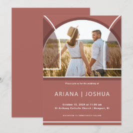 Invitación Bonito Dusty Rosa Arch Photo Boda