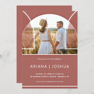 Invitación Bonito Dusty Rosa Arch Photo Boda