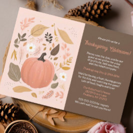 Invitación Bonito Earthy Pumpkin Foliage Fiesta de Acción de