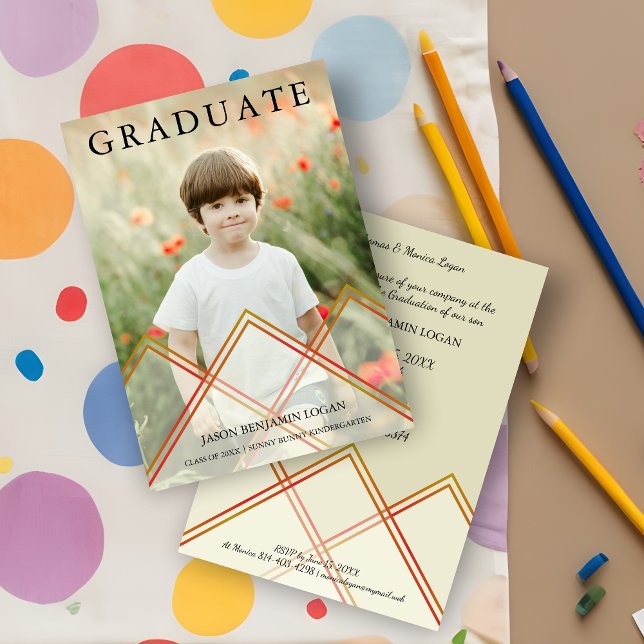 Invitación Bonito efecto de transparencia Foto previa a la gr (Nice Transparency Effect Pre K Graduation Photo Invitation Card.)