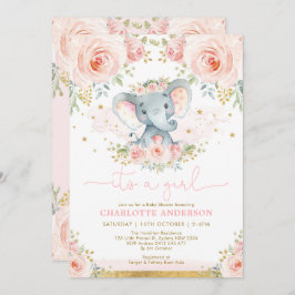 Invitación Bonito Elefante Rubor Roses rosas rosas rosas bebé