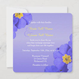 Invitación bonito, elegante boda de flores azules y amarillas