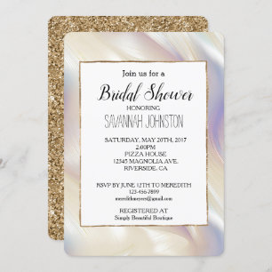 Invitación Bonito elegante Pearl Aqua Blue Purple Swirl