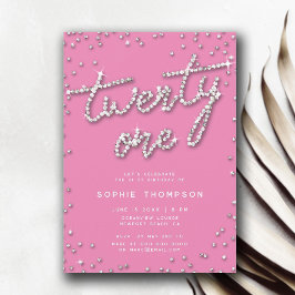 Invitación Bonito en Diamantes de imitación rosados Elegante 