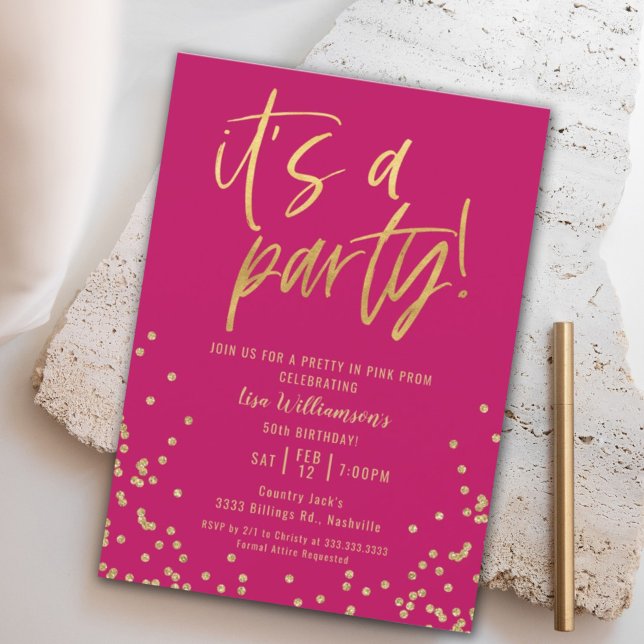 Invitación Bonito en la Fiesta de Cumpleaños 50 Rosa (Subido por el creador)