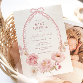 Invitación Bonito en rosa Floral Baby Shower