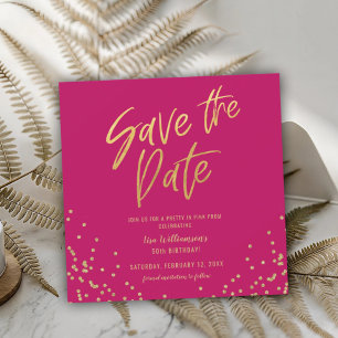 Invitación Bonito en rosa guardar la fecha brillo dorado