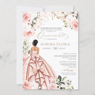Invitación Bonito en rosa hermosa Rubor Quinceanera 