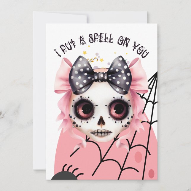 Invitación Bonito en una Soiree rosada de Halloween (Anverso)