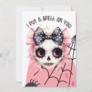 Invitación Bonito en una Soiree rosada de Halloween