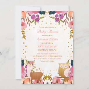 Invitación Bonito encantada de los animales de los bosques