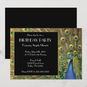 Invitación Bonito Exótico Foto de Peacock Cumpleaños