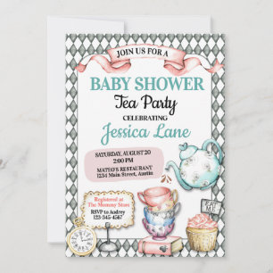 Invitación Bonito Fiesta de té Baby Shower