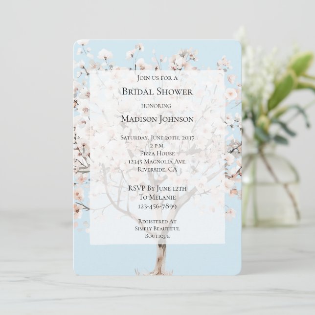 Invitación Bonito Flor Rosa Ducha de Novias (Anverso de pie)
