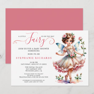 Invitación Bonito Flor Rosa Leche Baby Shower Floral