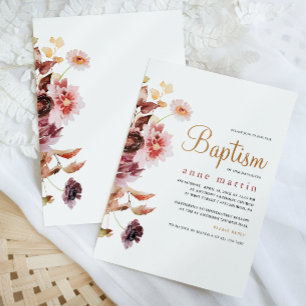 Invitación Bonito Flor silvestre Bouquet Chica Bautismo Flora