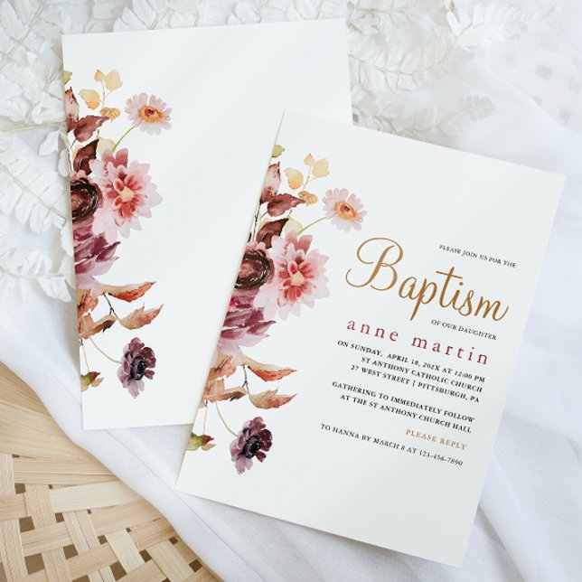 Invitación Bonito Flor silvestre Bouquet Chica Bautismo Flora (Subido por el creador)