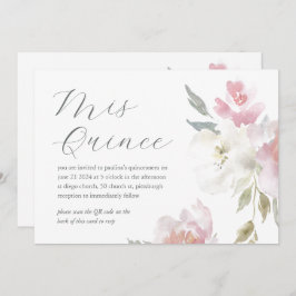 Invitación Bonito Floral 15º cumpleaños Quinceañera QR Código