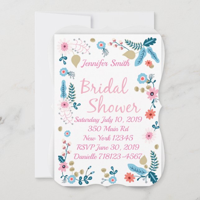 Invitación Bonito Floral Bridal Shower (Anverso)