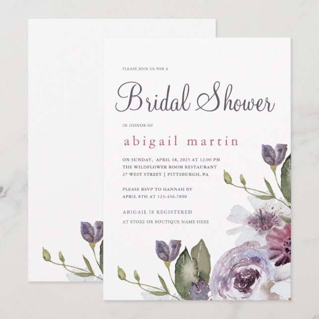 Invitación Bonito Floral Bridal Shower (Anverso / Reverso)