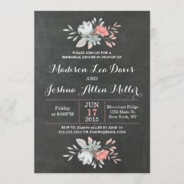 Invitación Bonito Floral Chalkboard Ensayo Cena