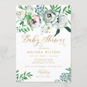 Invitación Bonito Floral Gouache Boho Flor Cut Baby Shower