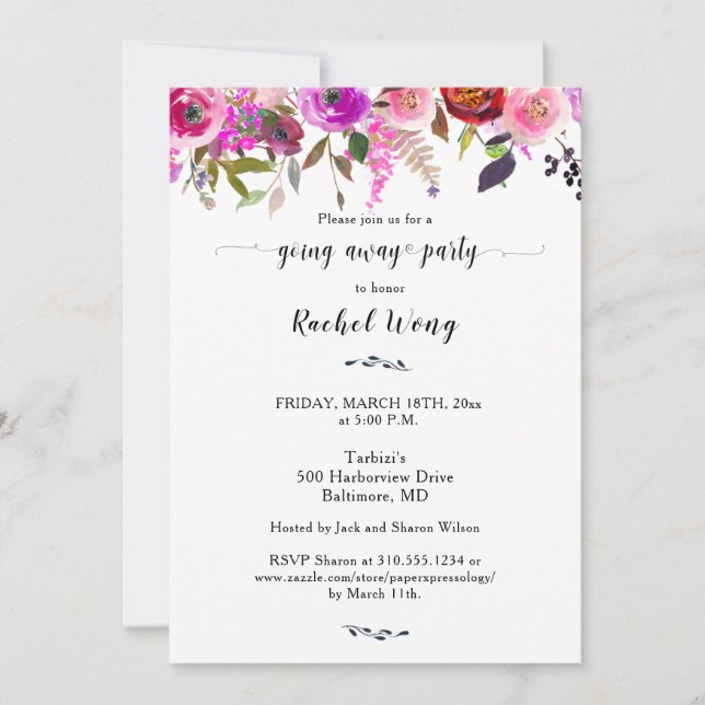 Invitación Bonito Floral mixta se desvía foto Fiesta (Anverso)