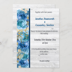 Invitación Bonito FLORAL NAVY AZUL RÚSTICO BODA DE LAVARONES 