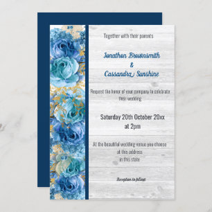 Invitación Bonito FLORAL NAVY BODA RÚSTICO AZUL NAVY