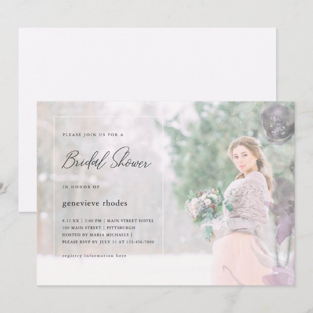 Invitación Bonito Floral Overlay Bridal Shower (Anverso / Reverso)