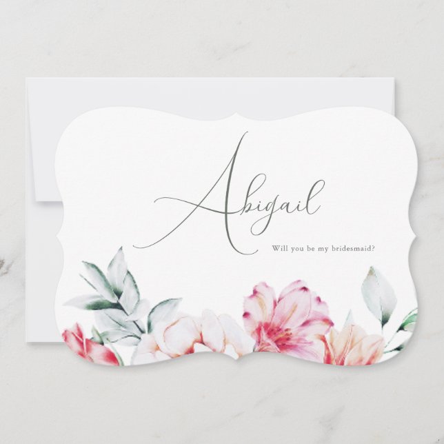 Invitación Bonito Floral serás mi dama de honor White (Anverso)