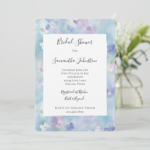 Invitación Bonito Flores Blancas Moradas Ducha Bridal