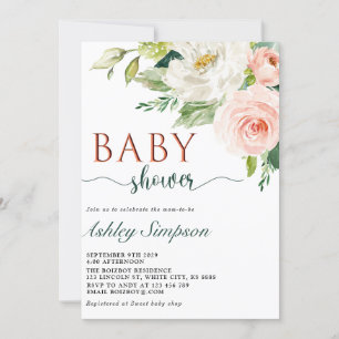 Invitación Bonito Flores de color de agua Baby Shower