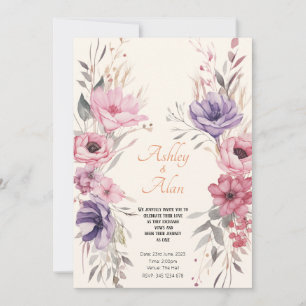 Invitación Bonito Flores de color de agua Boda real