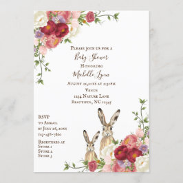 Invitación Bonito Flores peones y Conejo Conejo Conejo Baby S