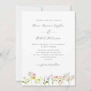 Invitación Bonito Flores silvestres Boda de caligrafía de Cot