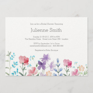 Invitación Bonito Flores Silvestres Hermosa Floral Bridal Sho