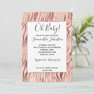 Invitación Bonito Girly Glam Rosa Rosa Zebra Baby Shower