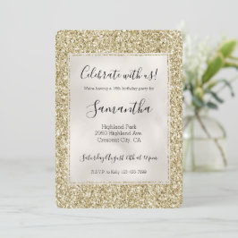 Invitación Bonito Gold Glitzy Purpurina  