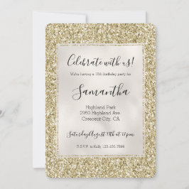 Invitación Bonito Gold Glitzy Purpurina  